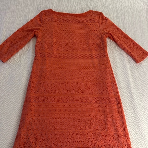 Dana Buchman Orange Lace Long Sleeve Dress - Picture 6 of 8